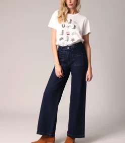 Deeluxe KAMI - Bootcut jeans met hoge taille blue New