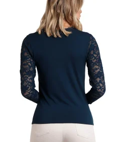 ADMAS Kanten top met lange mouwen Lace blue Best