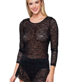 LUNA Kanten t-shirt-Hemd MICRO TOUCH LACE black Discount