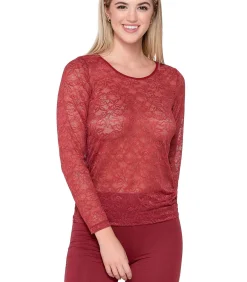 LUNA Kanten t-shirt-Hemd MICRO TOUCH LACE red Discount