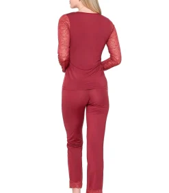 LUNA Kanten t-shirt-Hemd MICRO TOUCH LACE red Discount
