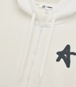 Koton Kapstok Ecru Sweatshirt met Rits en Capuchon Met Print white Online