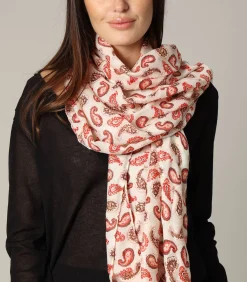 Deeluxe KATCHI - Sluier met Paisley-motief en folieprint coral