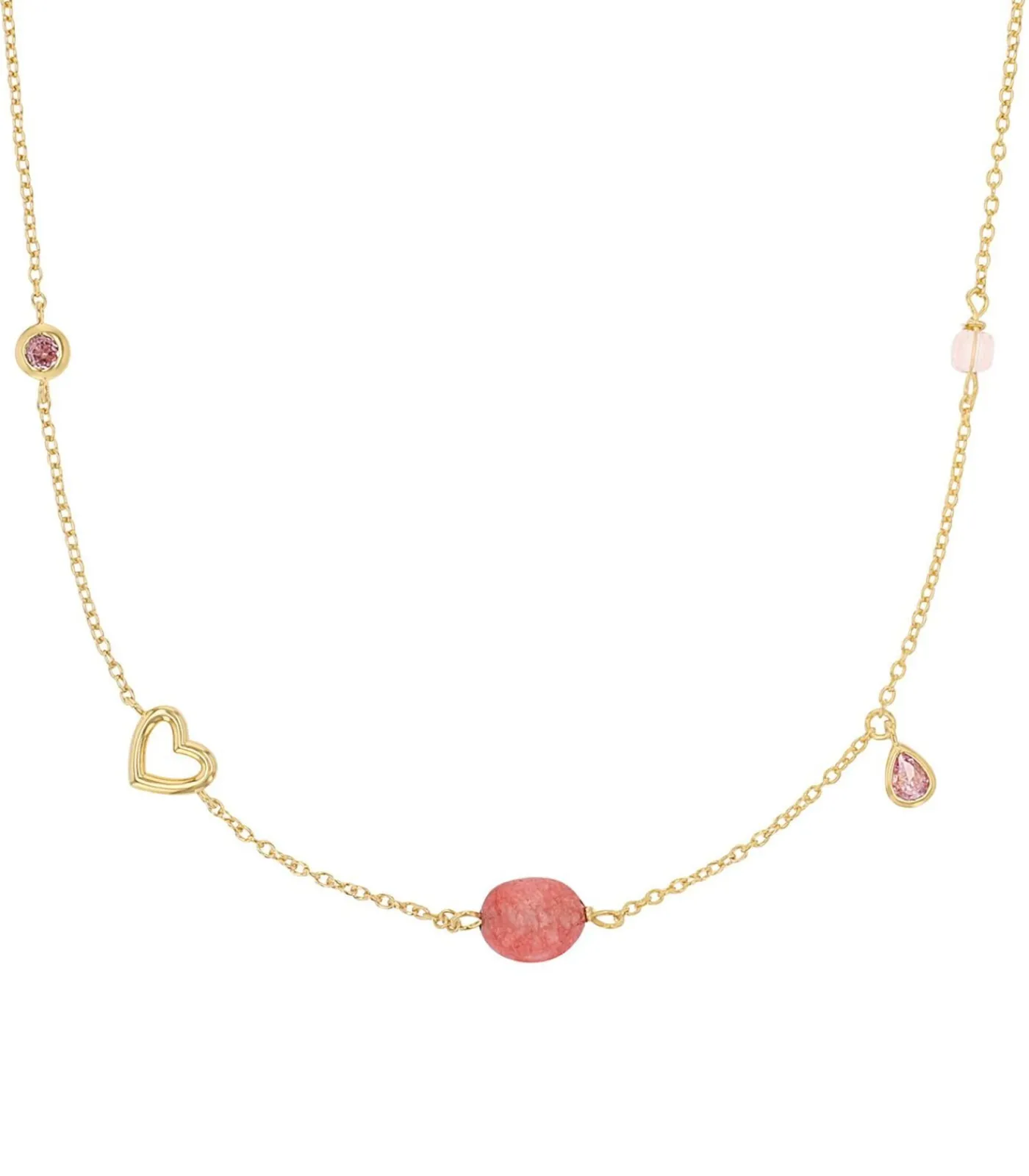 s.Oliver Ketting met hanger voor dames, 925 sterling zilver, zirkonia synth., chalcedoon | hartje gold