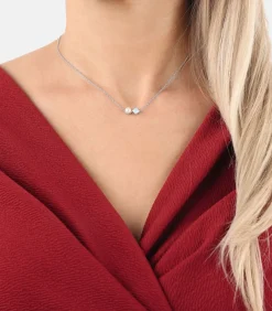 NOELANI Ketting met hanger voor dames, 925 sterling zilver, synthetische edelsteen, gekweekte zoetwaterparel silver