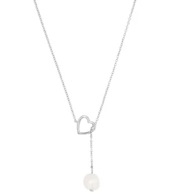 Amor Ketting met hanger voor dames, 925 sterling zilver, gekweekte zoetwaterparel | hartje silver Hot