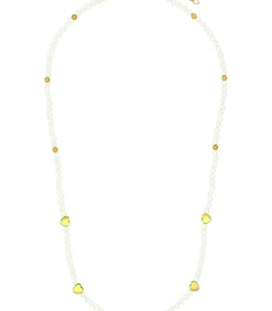 Amor Ketting met hanger voor dames, roestvrij staal, glaskraal | hartje gold Hot
