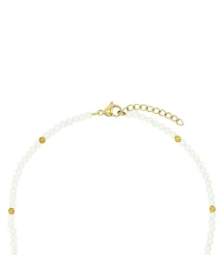 Amor Ketting met hanger voor dames, roestvrij staal, glaskraal | hartje gold Hot