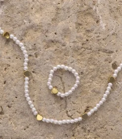 Amor Ketting met hanger voor dames, roestvrij staal, glaskraal | hartje gold Hot