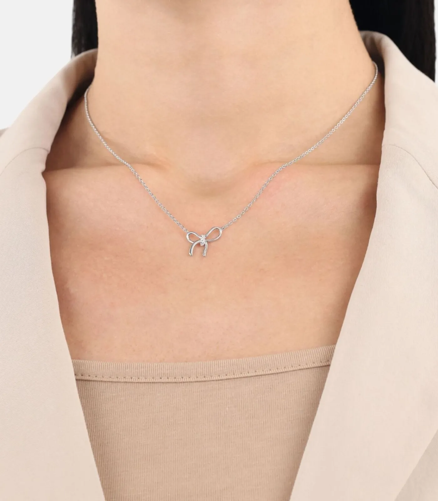 Amor Ketting met hanger voor dames, 925 Sterling zilver, zirkonia synth. | Lus silver