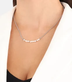 s.Oliver Ketting met hanger voor dames, 925 sterling zilver, synthetische edelsteen, zilveren kralen silver Sale