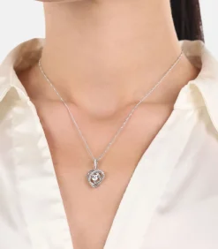 Amor Ketting met hanger voor dames, 925 Sterling zilver, zirkonia synth. | Hart silver New