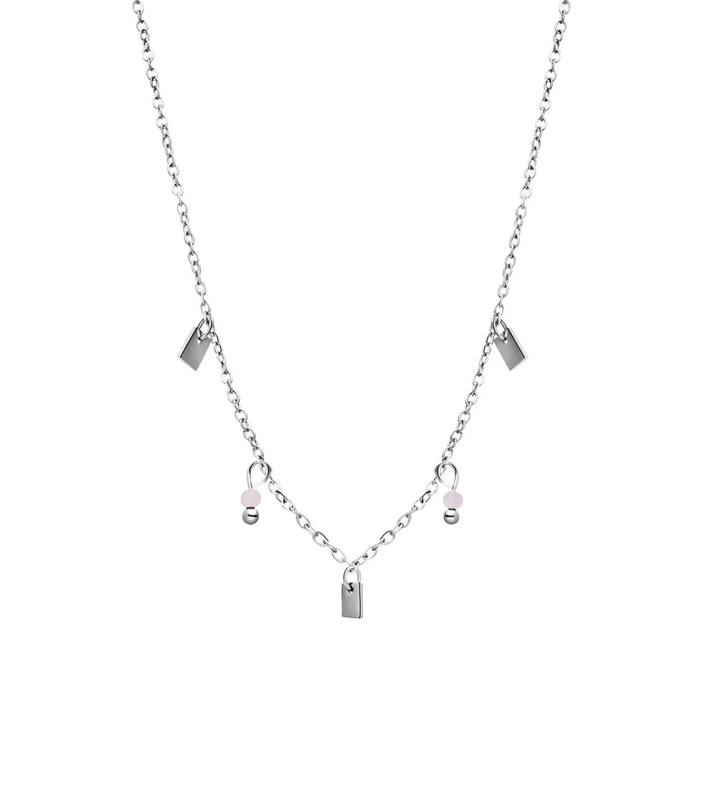 Lucardi Ketting Staal 45 cm pink/silver Clearance