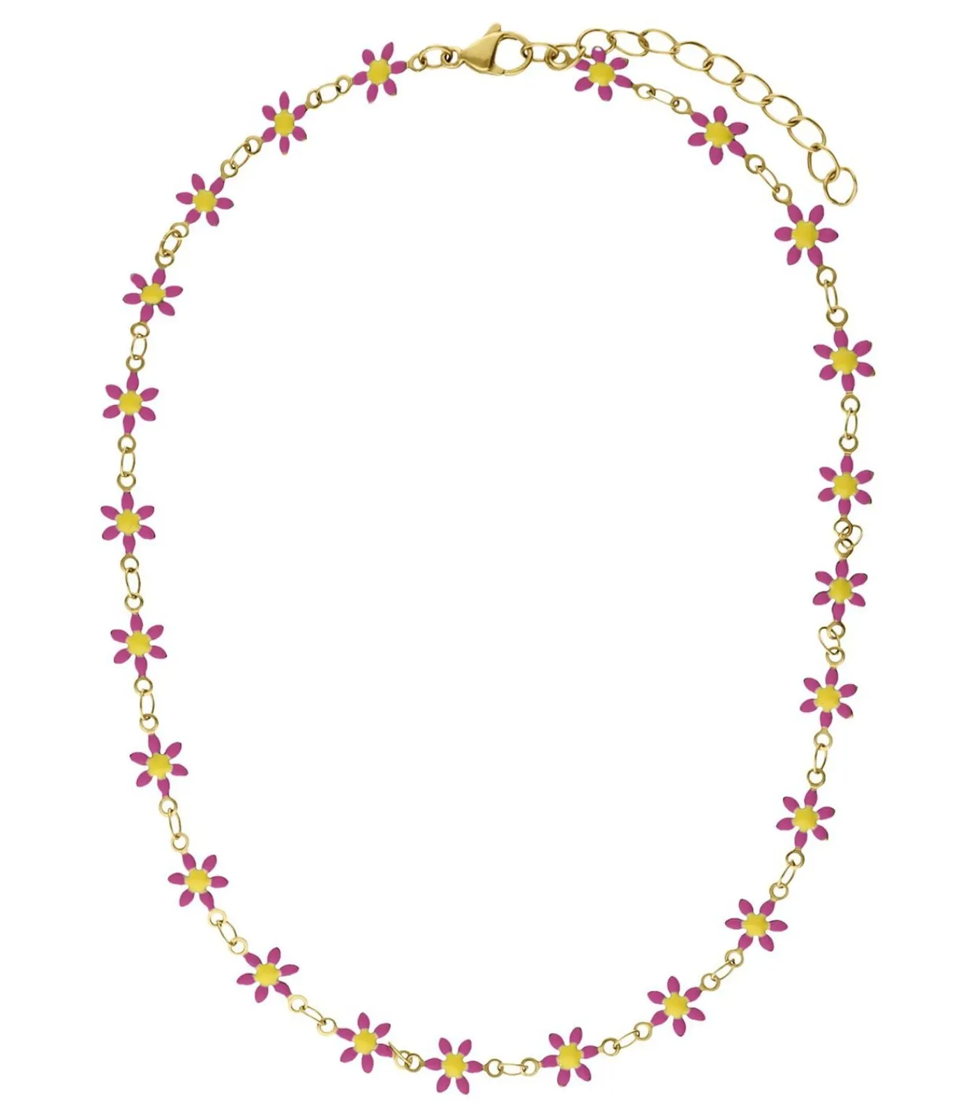 Lucardi Ketting Staal 40 cm pink Hot