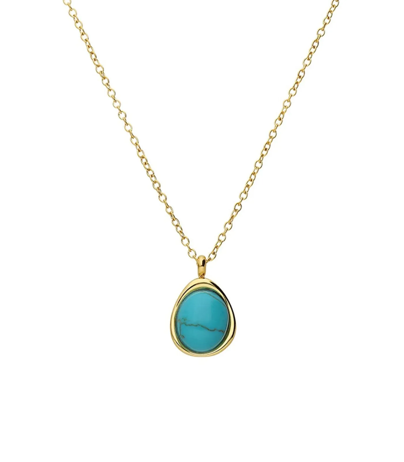 Lucardi Ketting Staal 47 cm - Goudkleurig turquoise New