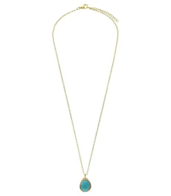 Lucardi Ketting Staal 47 cm - Goudkleurig turquoise New