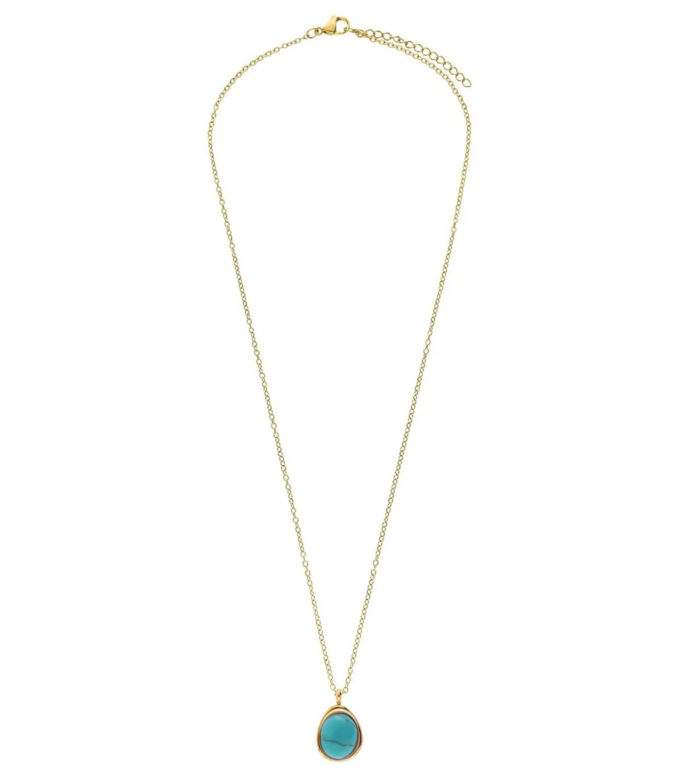 Lucardi Ketting Staal 47 cm - Goudkleurig turquoise New