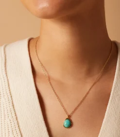 Lucardi Ketting Staal 47 cm - Goudkleurig turquoise New
