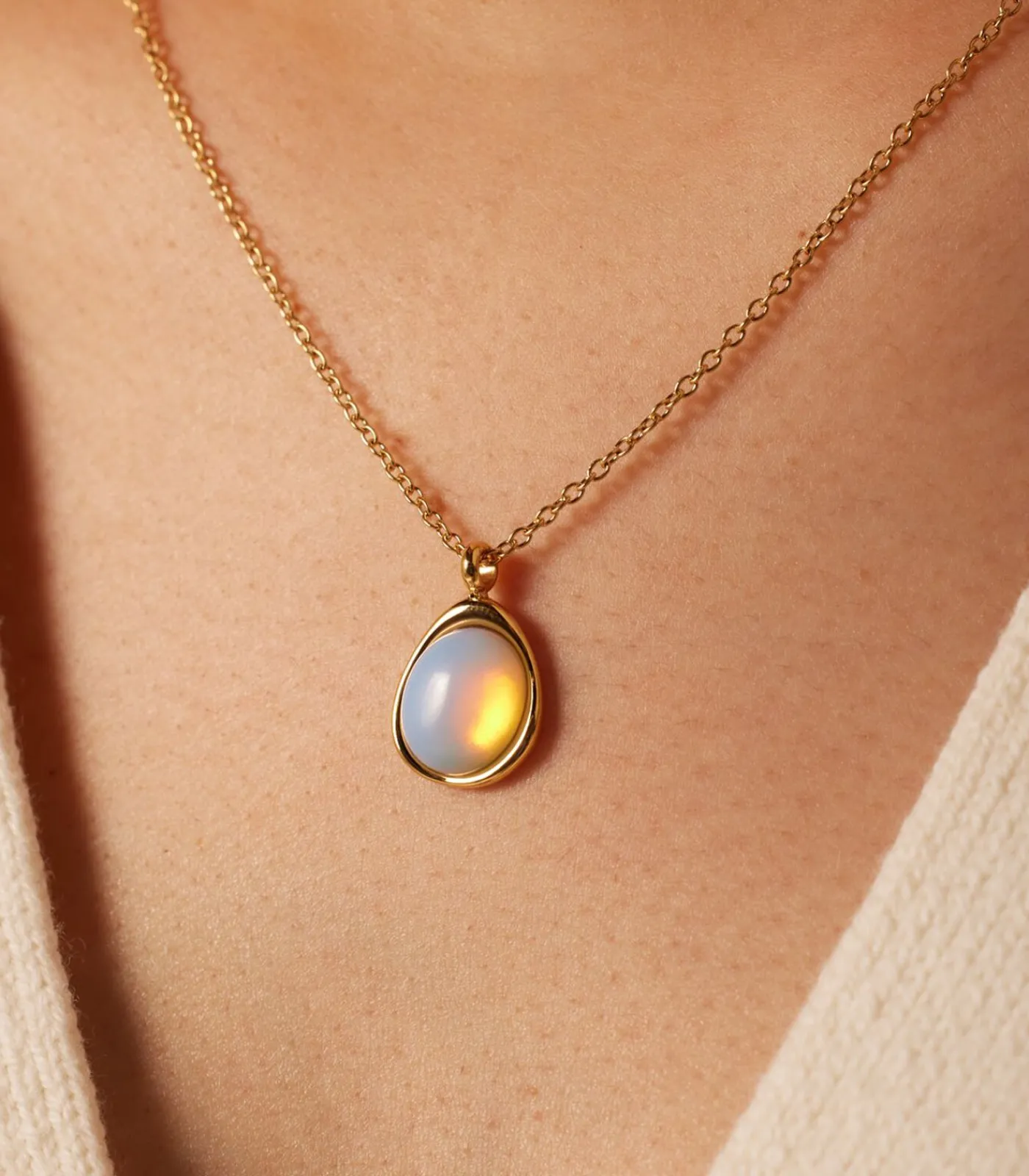 Lucardi Ketting Staal 47 cm - Goudkleurig offWhite