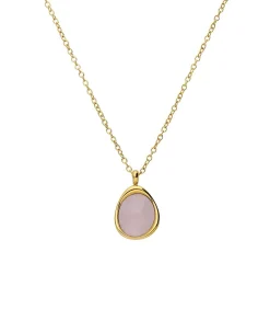 Lucardi Ketting Staal 47 cm - Goudkleurig pink Hot