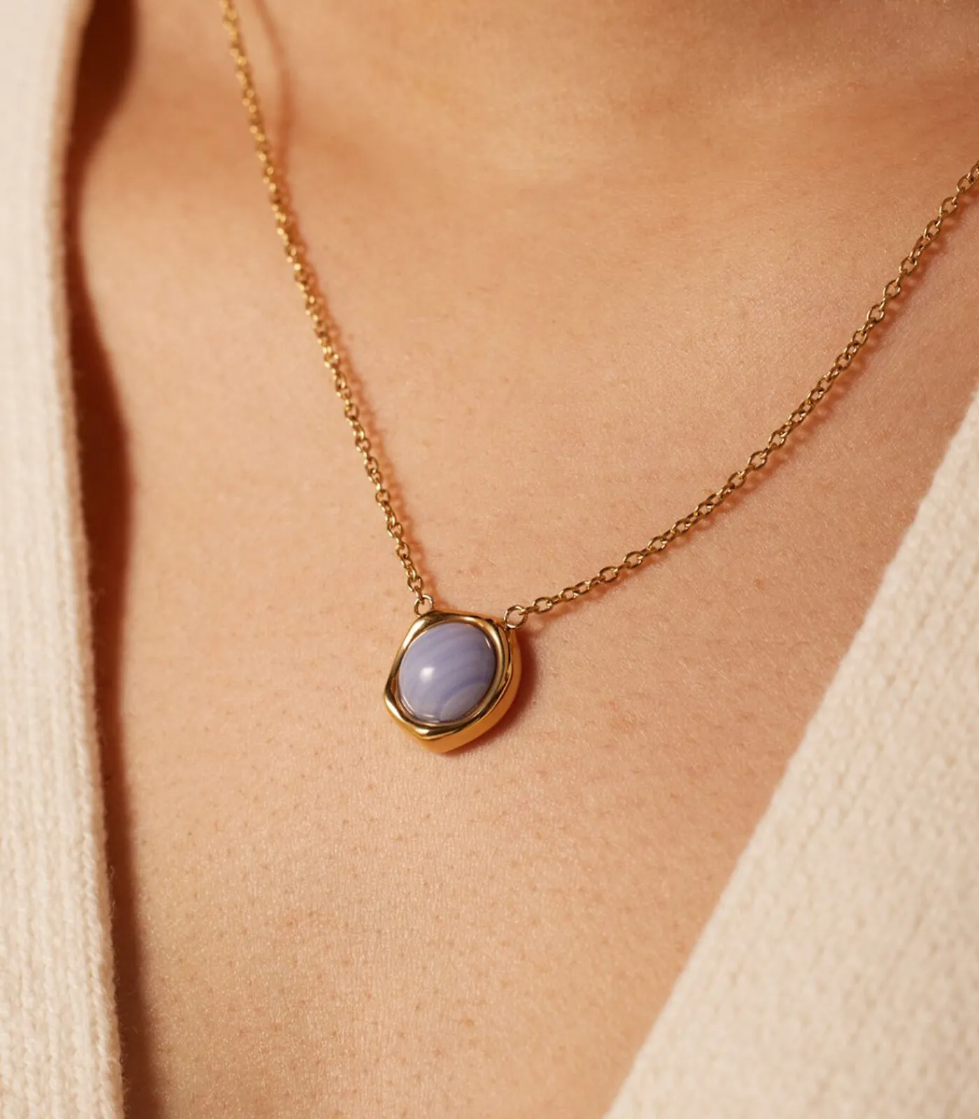 Lucardi Ketting Staal 47 cm - Goudkleurig blue