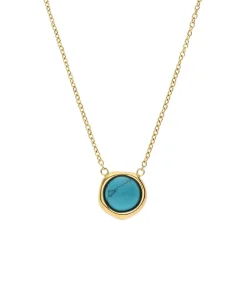 Lucardi Ketting Staal 47 cm - Goudkleurig turquoise Outlet