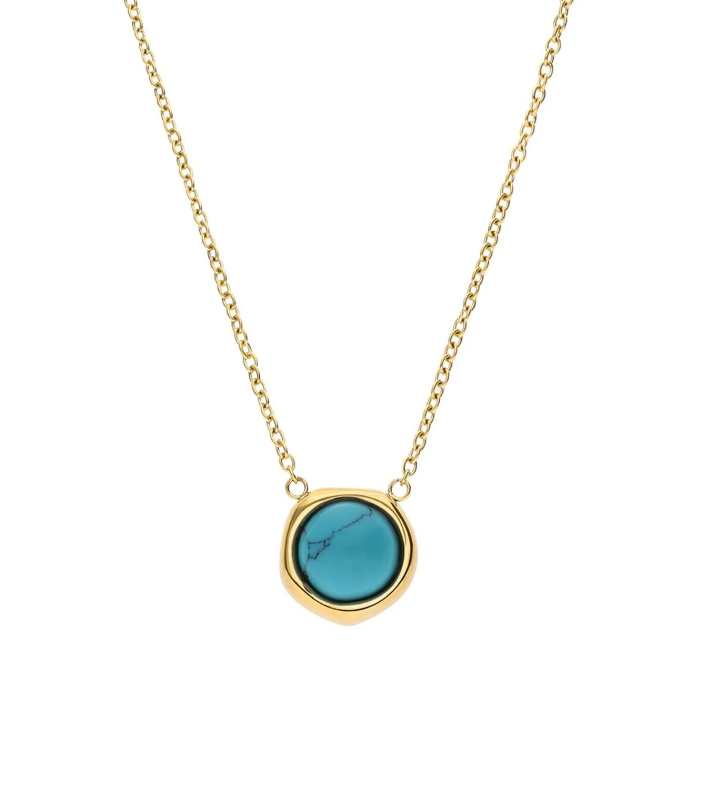 Lucardi Ketting Staal 47 cm - Goudkleurig turquoise Outlet