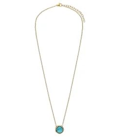 Lucardi Ketting Staal 47 cm - Goudkleurig turquoise Outlet