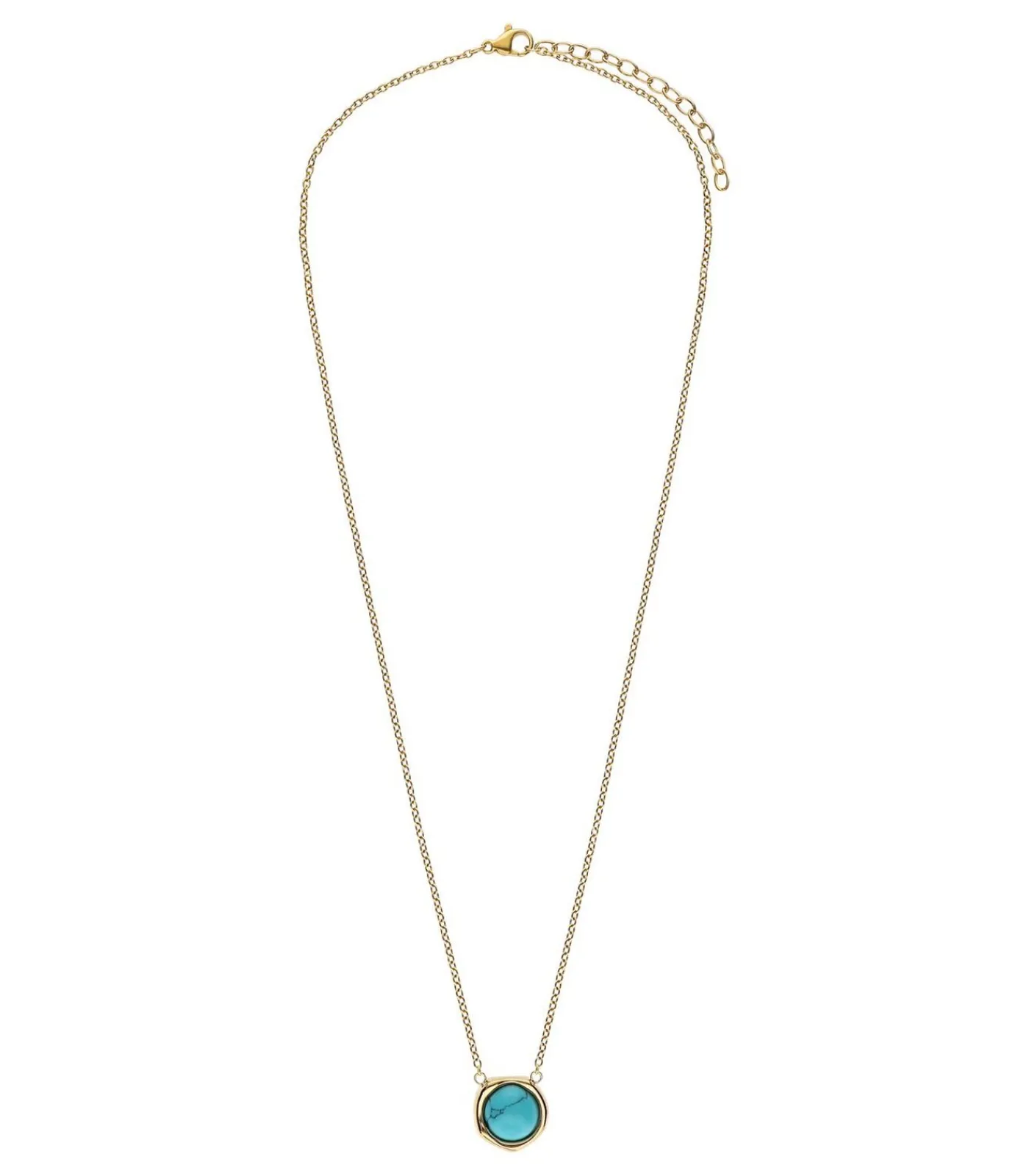 Lucardi Ketting Staal 47 cm - Goudkleurig turquoise Outlet