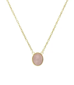 Lucardi Ketting Staal 47 cm - Goudkleurig pink Sale