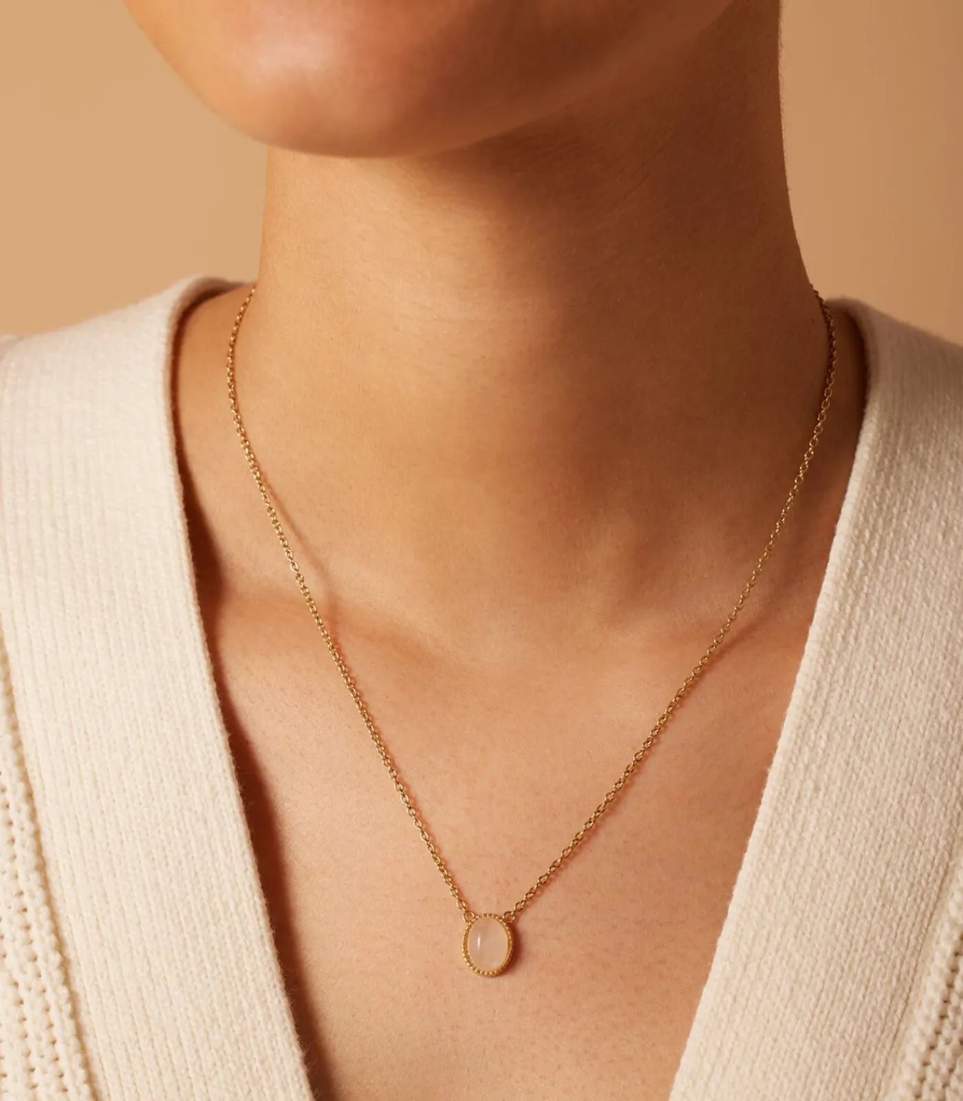 Lucardi Ketting Staal 47 cm - Goudkleurig pink Sale