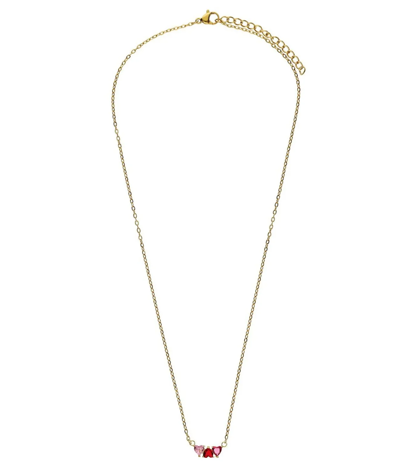 Lucardi Ketting Staal 47 cm - Goudkleurig pink Hot