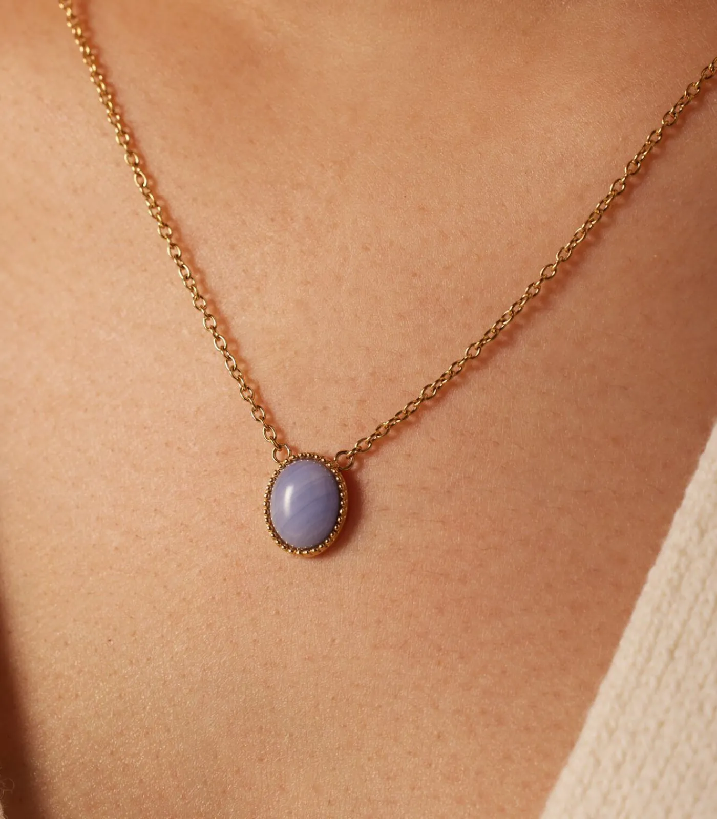 Lucardi Ketting Staal 47 cm - Goudkleurig blue New