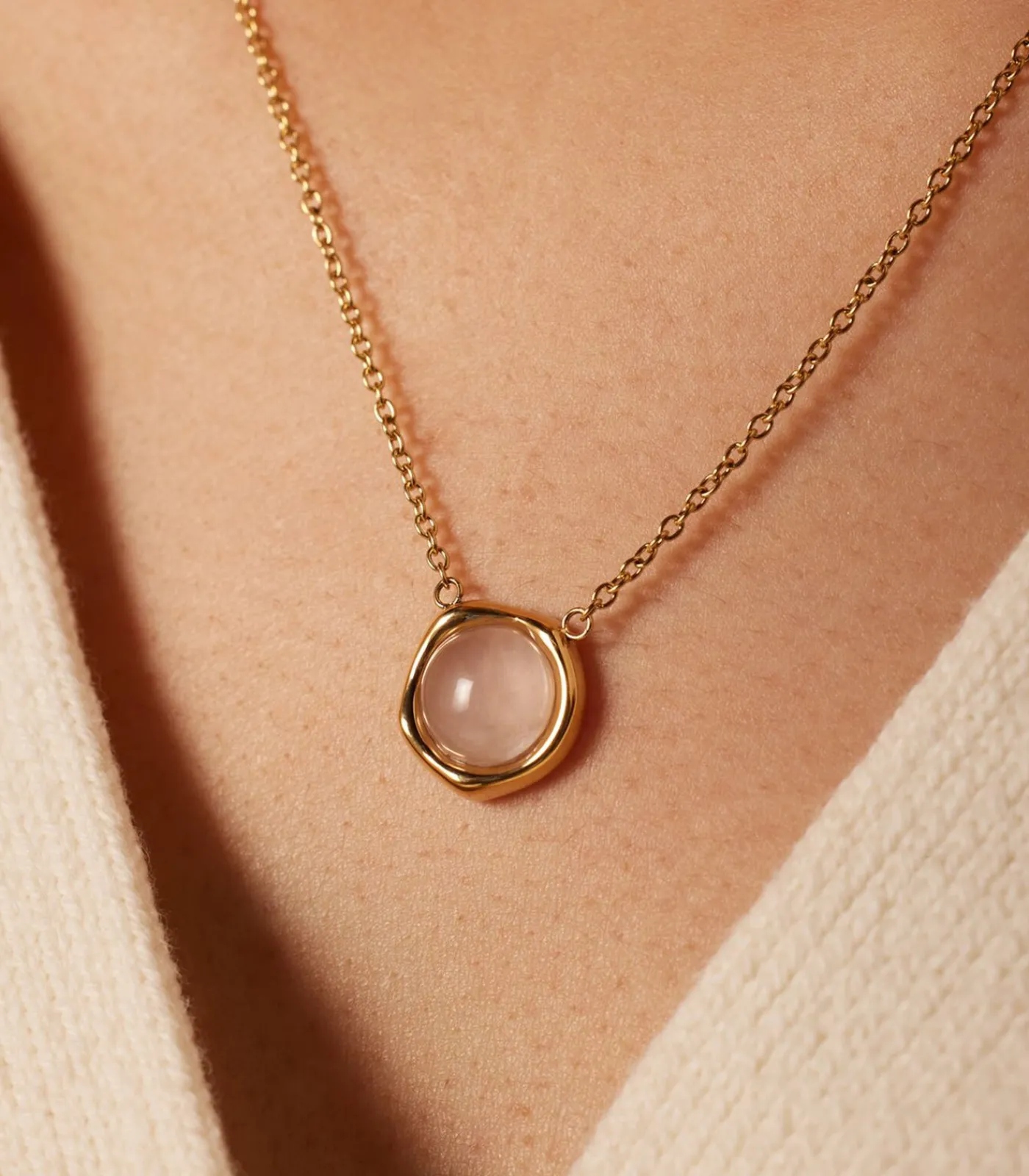 Lucardi Ketting Staal 47 cm - Goudkleurig pink Outlet
