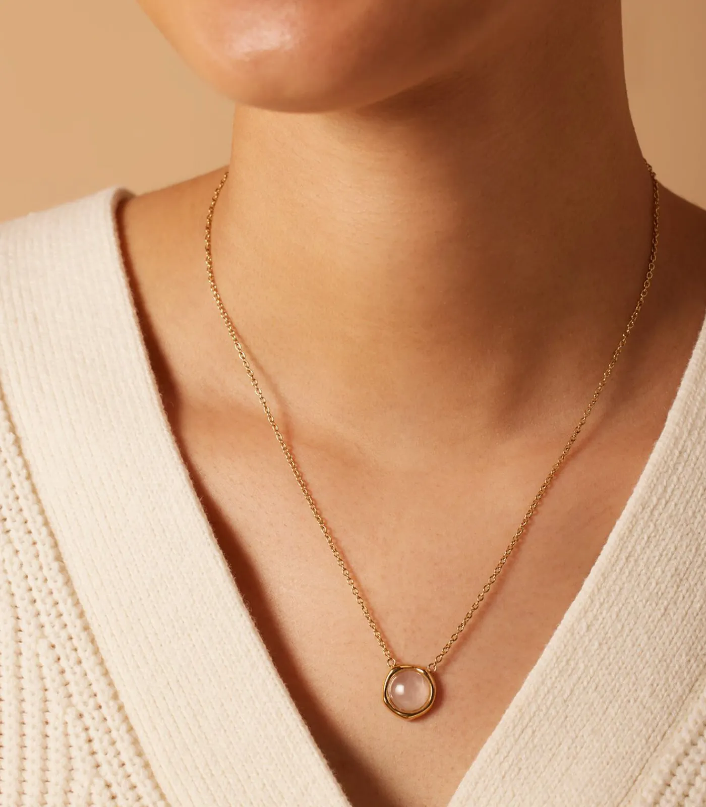 Lucardi Ketting Staal 47 cm - Goudkleurig pink Outlet
