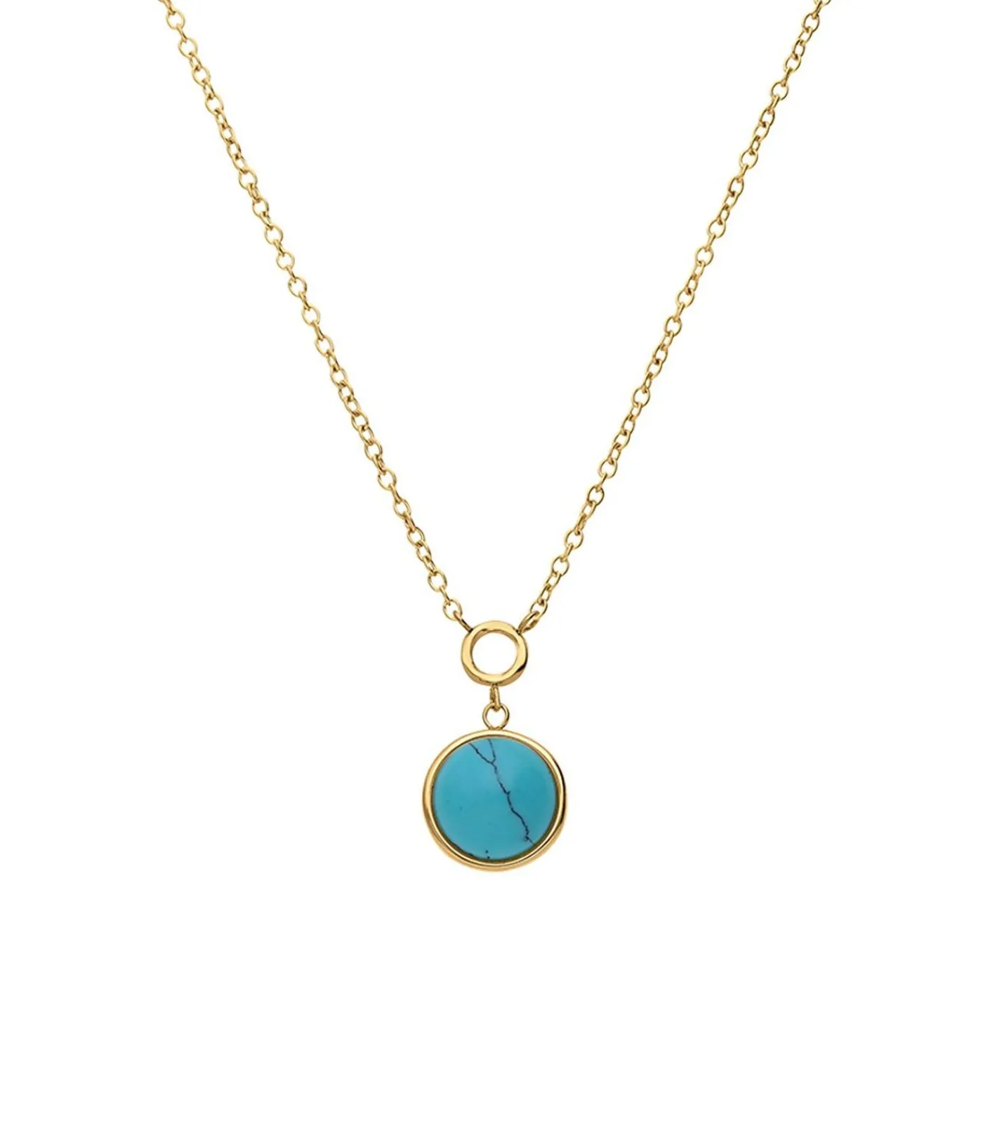 Lucardi Ketting Staal 47 cm - Goudkleurig turquoise Discount