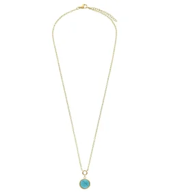 Lucardi Ketting Staal 47 cm - Goudkleurig turquoise Discount