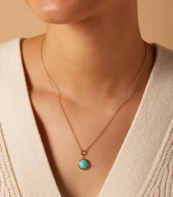 Lucardi Ketting Staal 47 cm - Goudkleurig turquoise Discount