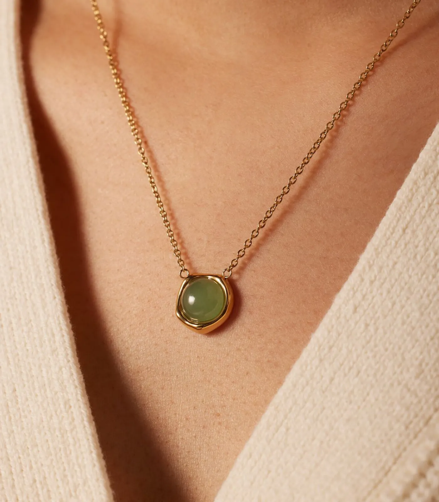 Lucardi Ketting Staal 47 cm - Goudkleurig green Hot