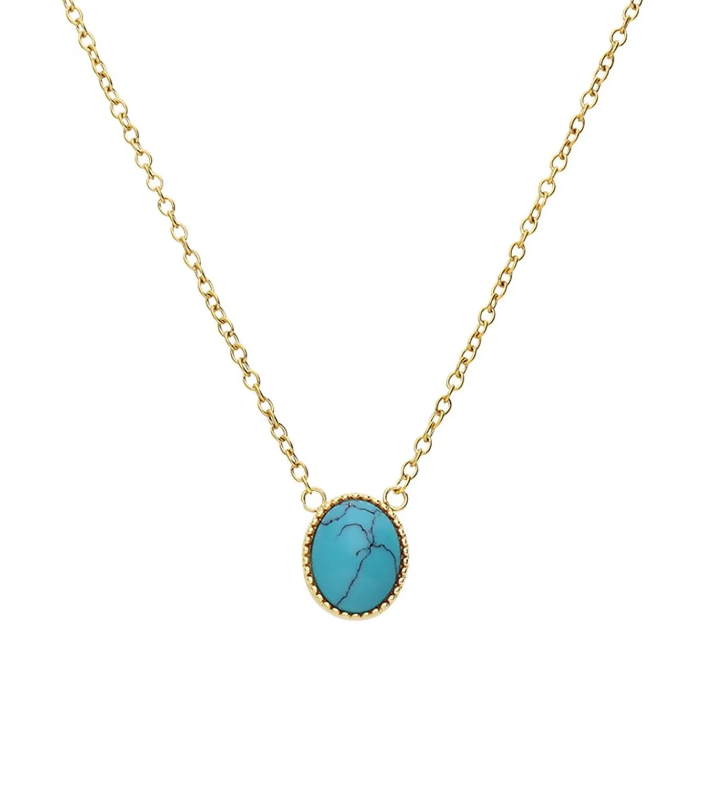 Lucardi Ketting Staal 47 cm - Goudkleurig turquoise Outlet