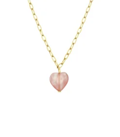 Lucardi Ketting Staal 45cm gold/pink New