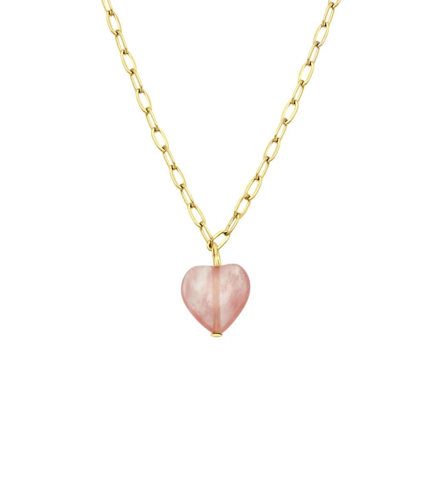 Lucardi Ketting Staal 45cm gold/pink New