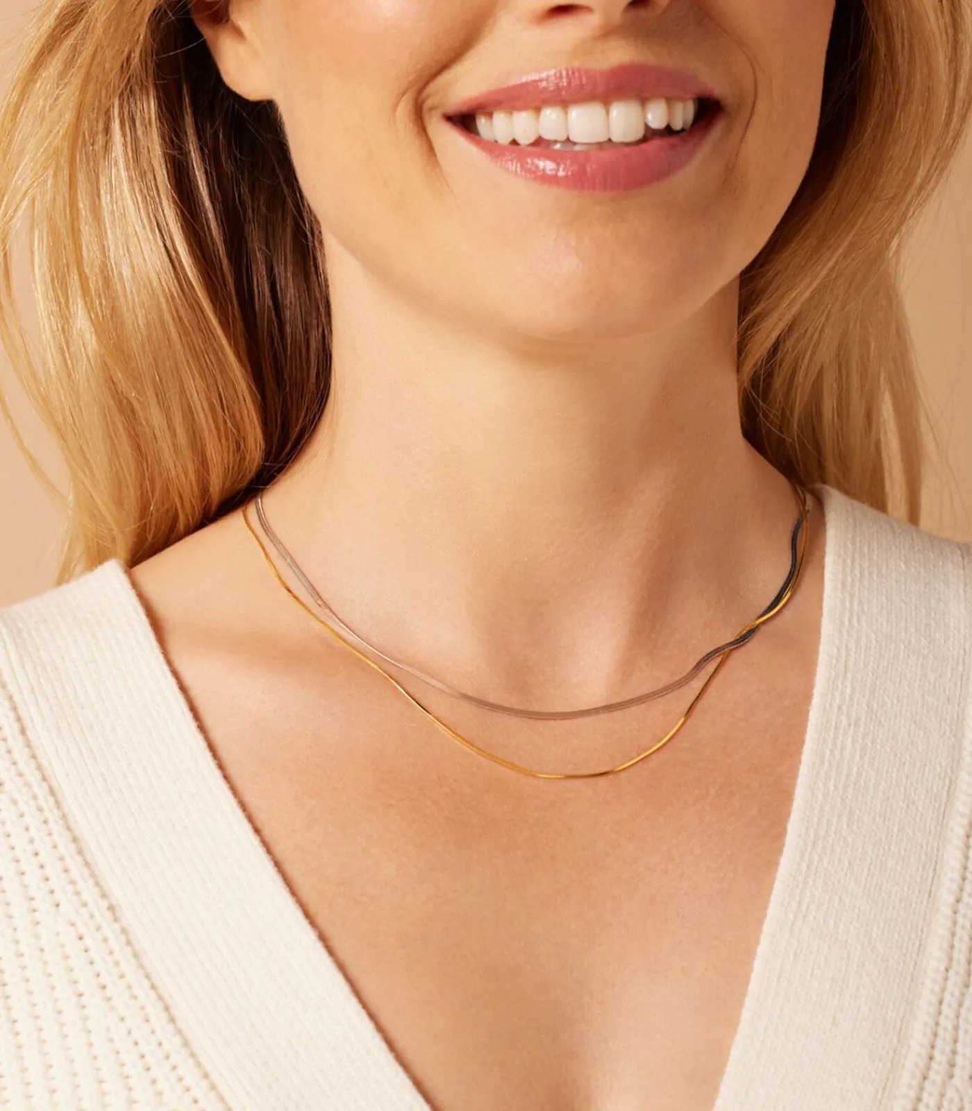 Lucardi Ketting Zilver 48 cm gold/silver Clearance
