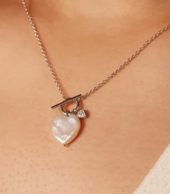 Lucardi Ketting Zilver 45 cm - Parel silver Clearance