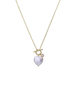Lucardi Ketting Zilver 45 cm - Parel gold Online