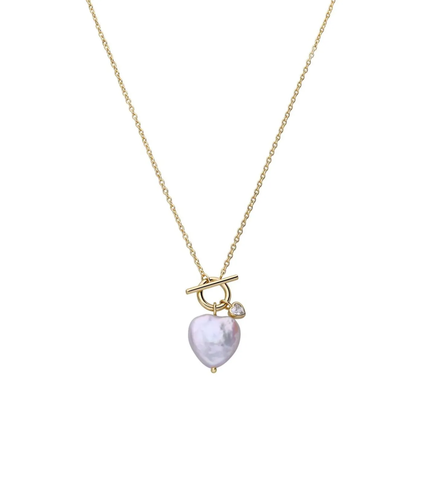 Lucardi Ketting Zilver 45 cm - Parel gold Online