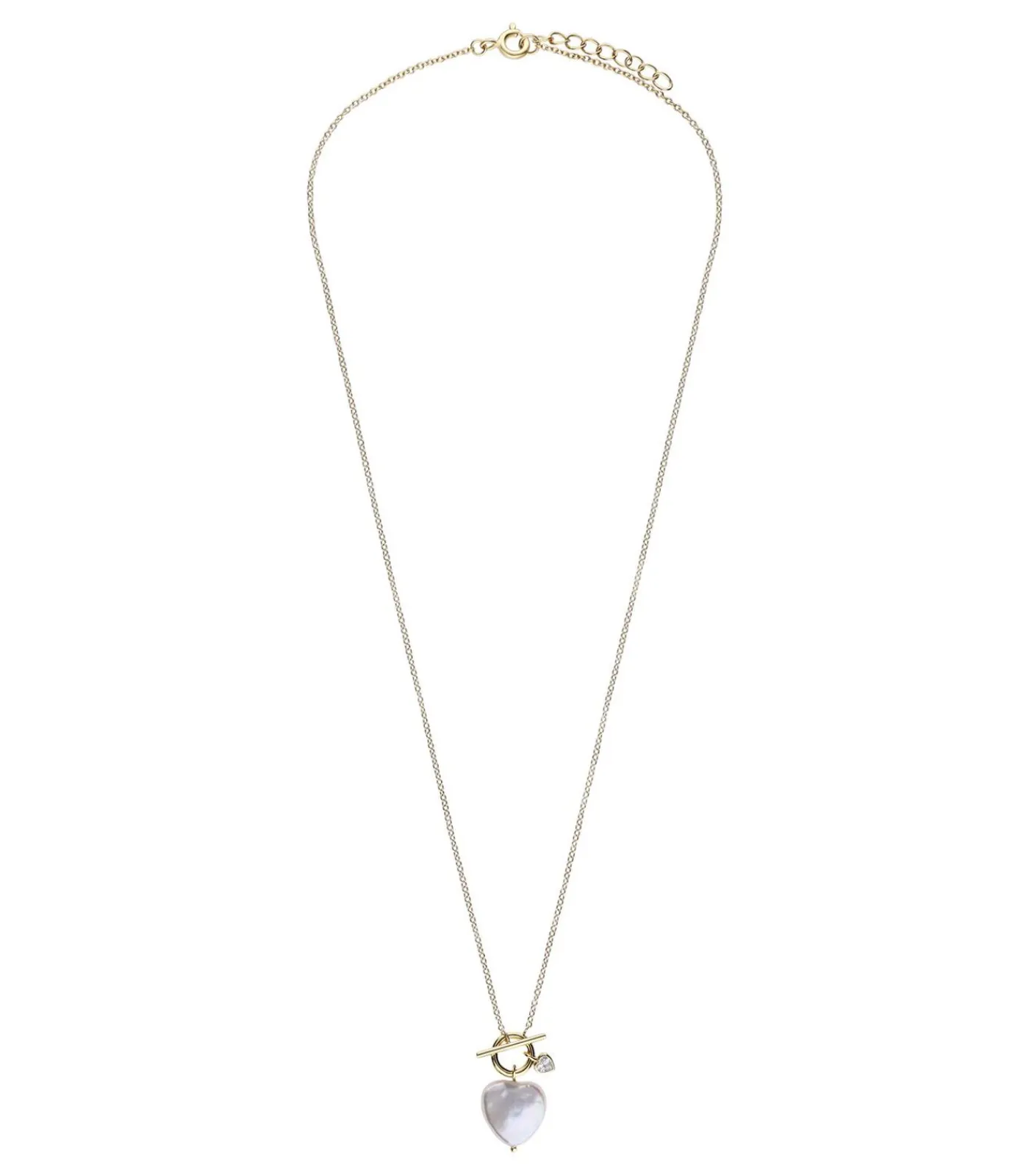 Lucardi Ketting Zilver 45 cm - Parel gold Online