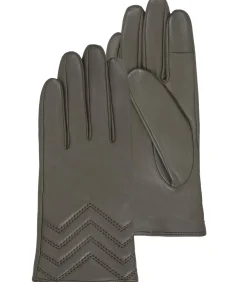 ISOTONER lamsleren dameshandschoenen met doorstiksels khaki New