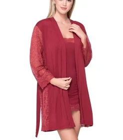 LUNA Kimono met lange mouwen MICRO TOUCH LACE red Sale
