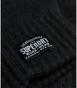 Superdry Klassieke gebreide dameshandschoenen black New
